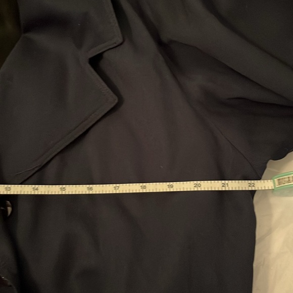 Vintage Xception wool trench women’s 13 14 navy detaching faux fur collar flaw - Picture 13 of 16